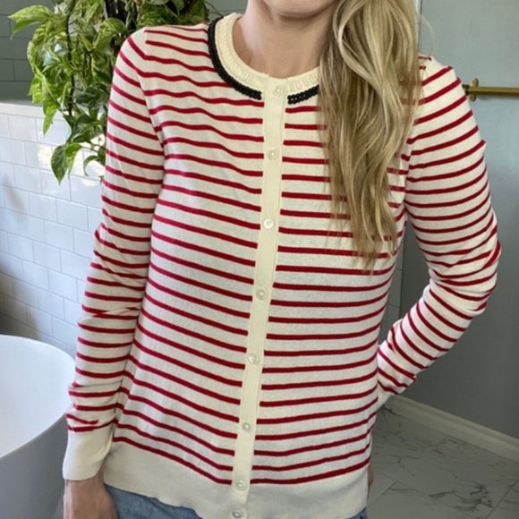 BANANA REPUBLIC - Beaded neck stripe cardigan - Picture 1 of 6